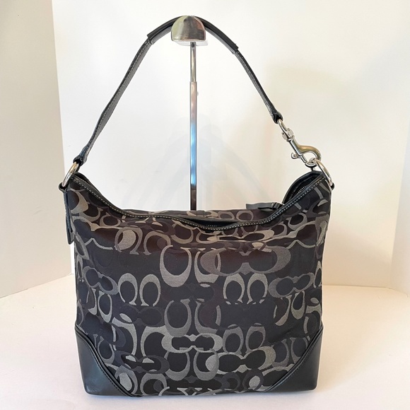 Coach Black Optic C Signature Canvas Sarah Tote Shoulder Bag - Picture 2 of 13